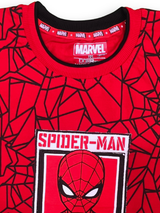 Boys' Red Spider-Man All-Over Web T-Shirt with Emblem Graphic.