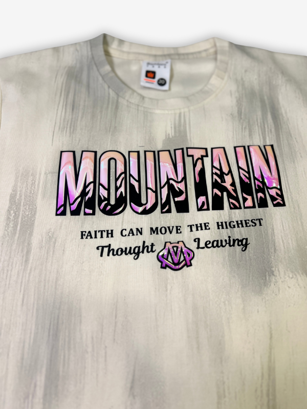 Off-white/cream boys' long-sleeve sweatshirt with a vibrant pink, green, and blue airbrushed graphic on the chest, featuring the neon script text "yes Tough Bnt"
