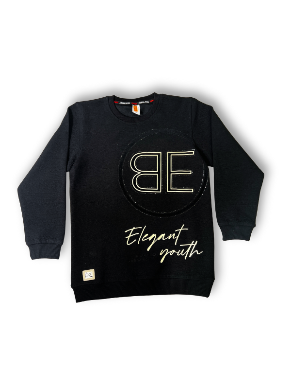 Boys' Black Elegant Youth Logo Graphic Sweatshirt