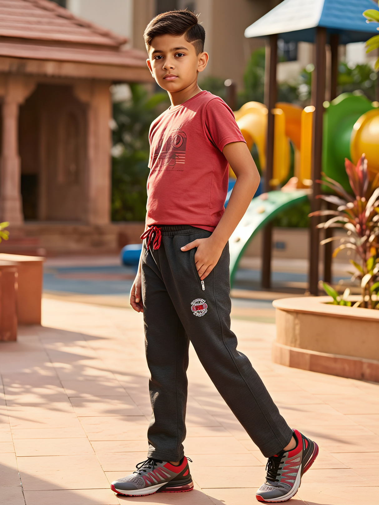 Boys Comfortable Dark Grey Casual Track Pants