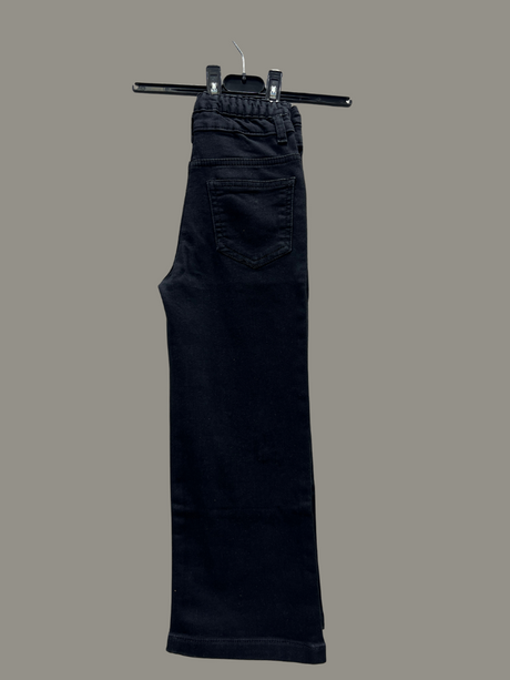 Girls’ Black Wide-Leg Jeans – Butterfly & Bow