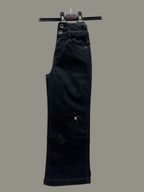 Girls’ Black Wide-Leg Jeans – Butterfly & Bow