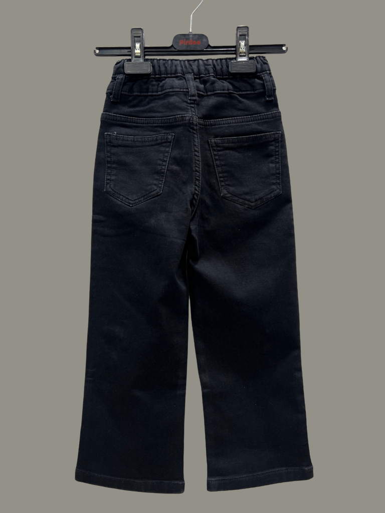 Girls’ Black Wide-Leg Jeans – Butterfly & Bow