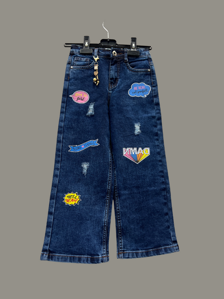 Girls’ Dark Blue Wide-Leg Jeans