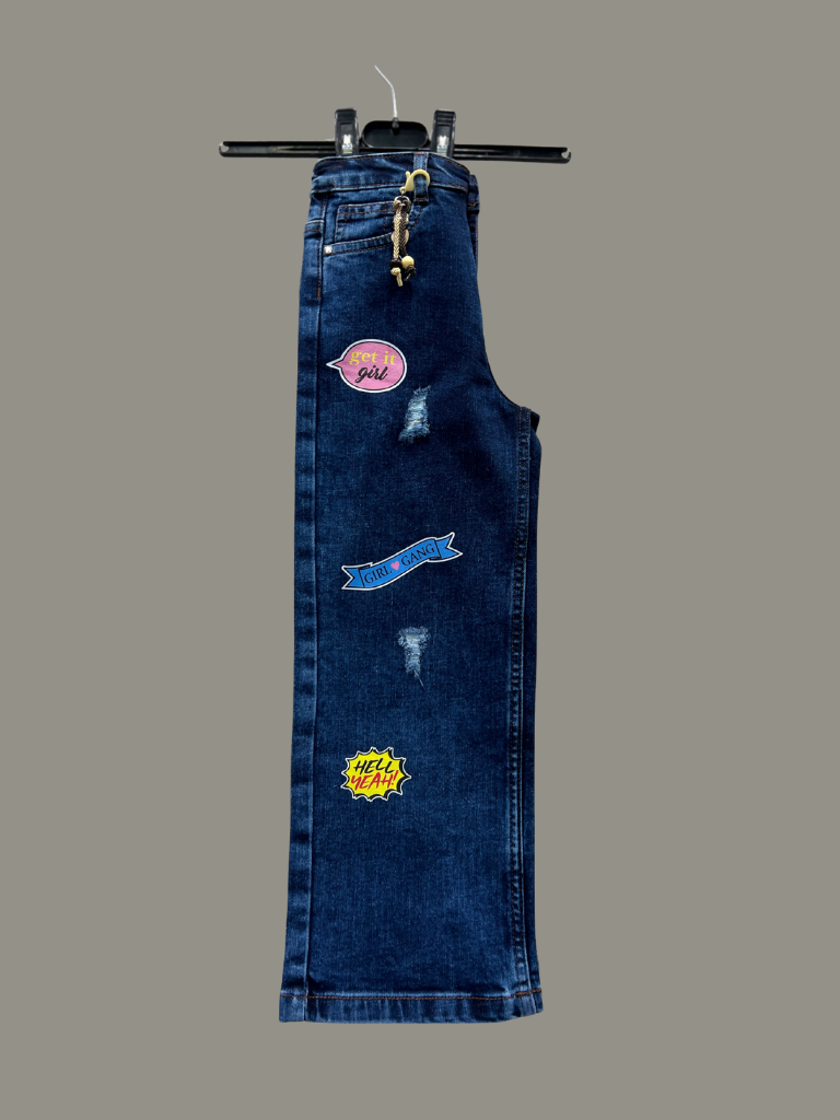 Girls’ Dark Blue Wide-Leg Jeans