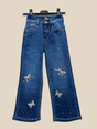 Girls’ Blue Wide-Leg Jeans – Butterfly