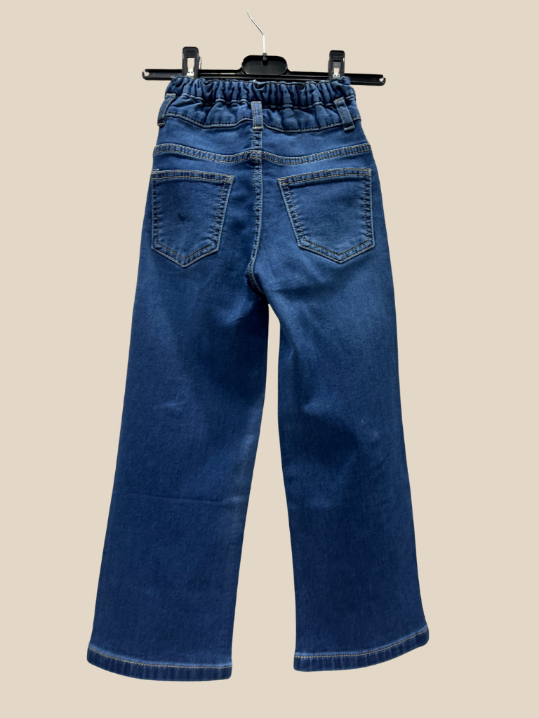 Girls’ Blue Wide-Leg Jeans – Butterfly