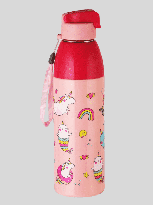 Cello Water Bottle Kidzbee Uranus Steel 600 Ml Peach For Unisex