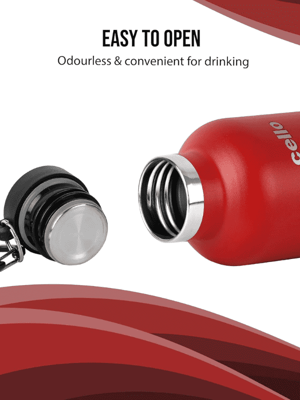 Cello Water Bottle Duro Hector Inside Steel 1100 Ml Red For Unisex