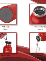 Cello Water Bottle Duro Hector Inside Steel 1100 Ml Red For Unisex