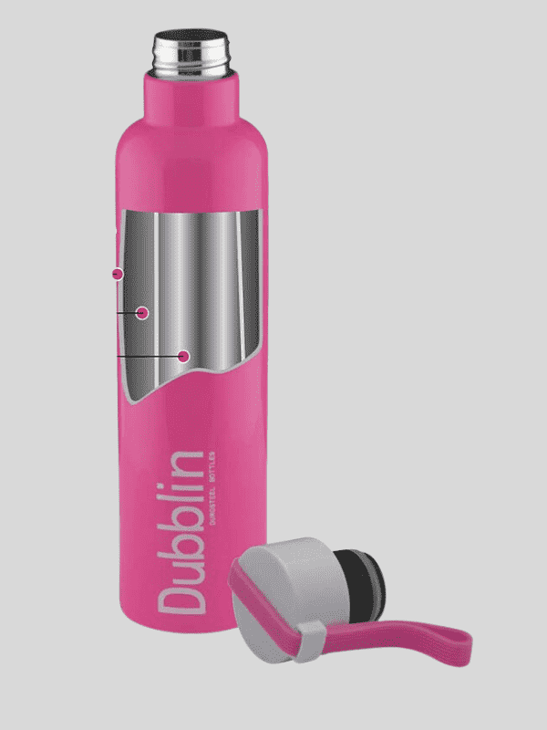 Dubblin Water Bottle Steel Boom1000 Ml Pink For Unisex