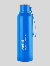 Cello Water Bottle Puro Steel-X Benz Steel 600 Ml Blue For Unisex