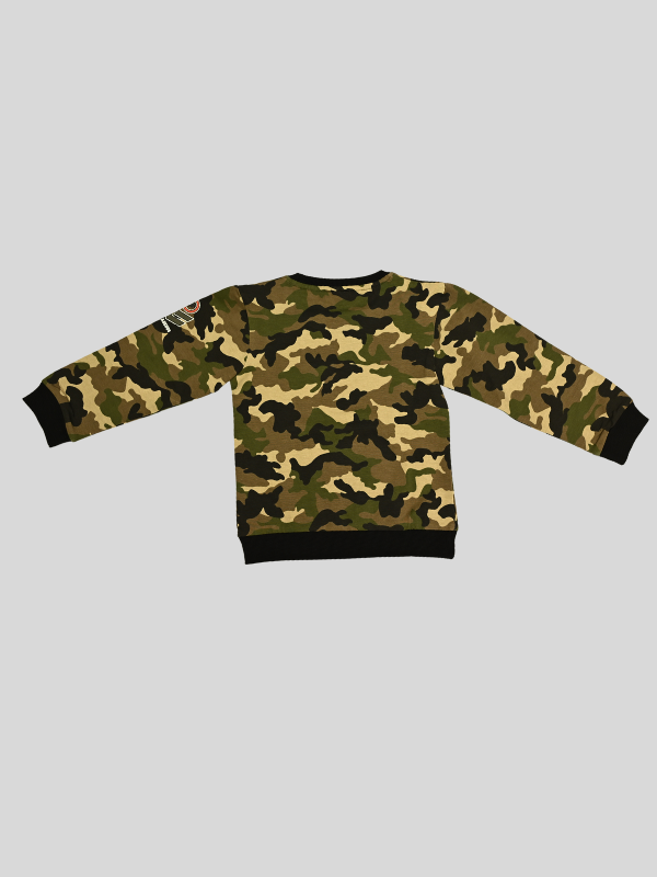 Boys Casual Full Sleeves Printed Round Neck T-Shirt - Khakhi