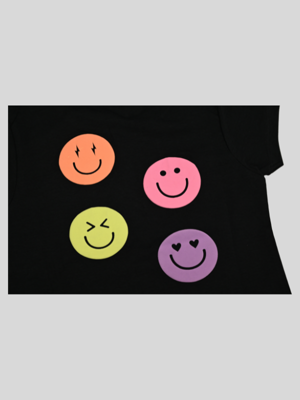 Girls Leisure Half Sleeves Plain Round Neck Top - Navy Blue