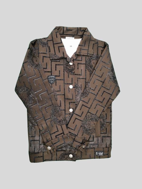 Boys Winter Full Sleeves Printed Regular Jacket - Brown