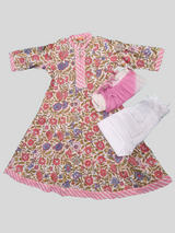 Girls TraditionaL  3/4th Sleeves Chuddidar Sets - Pink