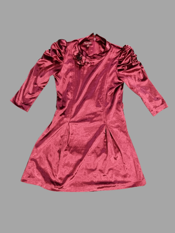 Girls Casual A Line Fancy one peace dress - Maroon