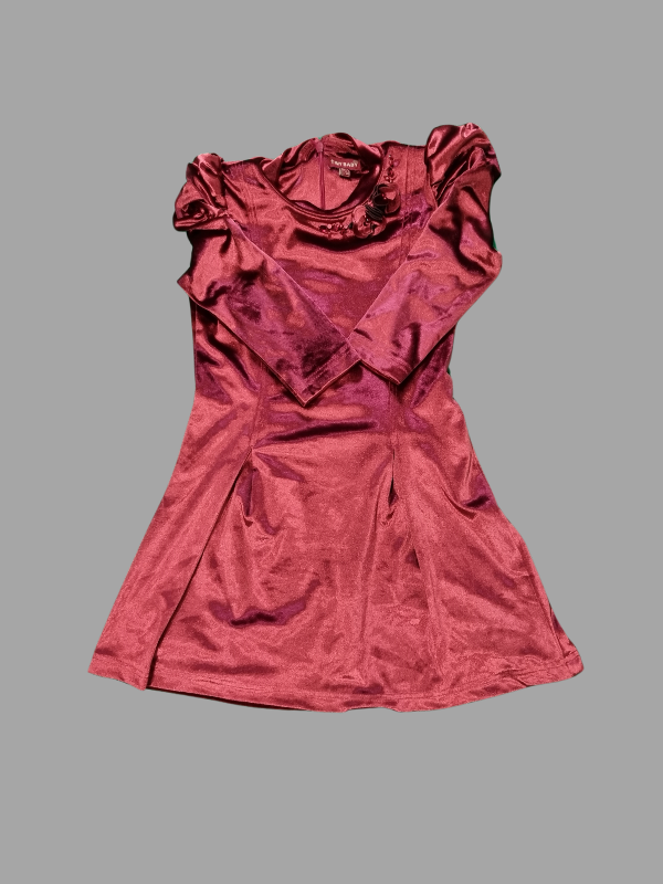 Girls Casual A Line Fancy one peace dress - Maroon