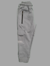 Boys Leisure Plain Elastic Waist Track Pant With Rib - Grey