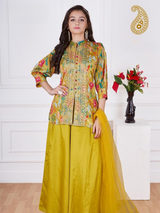 Girls Traditional 3/4th Sleeves Plazo Set - Yellow