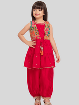 Girls Traditional Half Sleeves Plazo Set - Rani