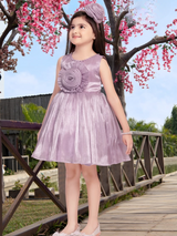 Girls Party Regular Party Frock with work - Purple