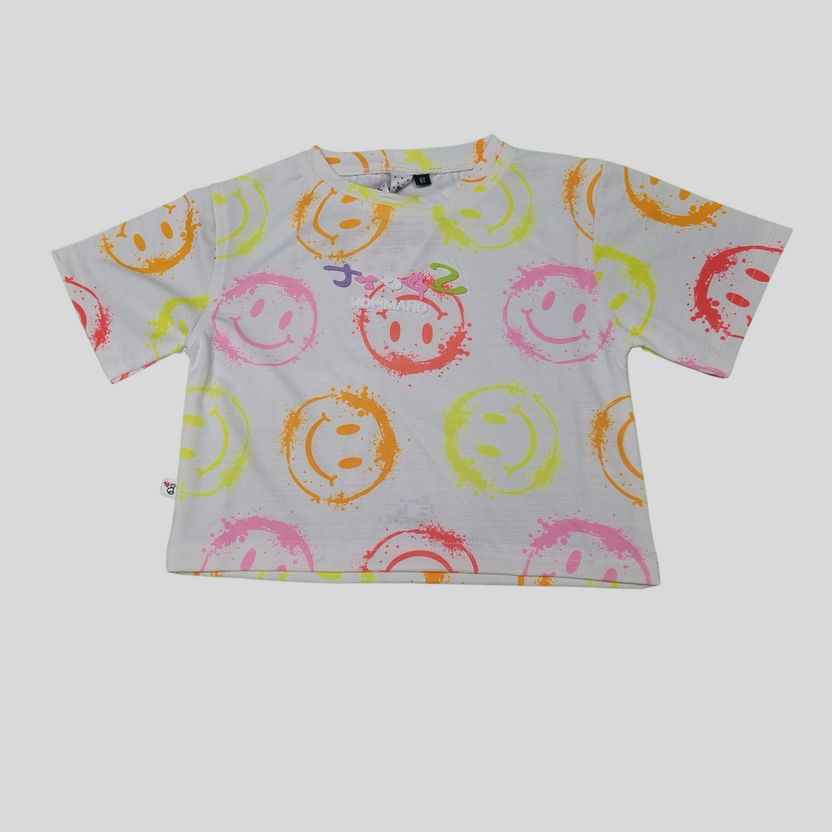 Girls' Color Splash Smiley T-Shirt – Fun & Vibrant Summer Tops