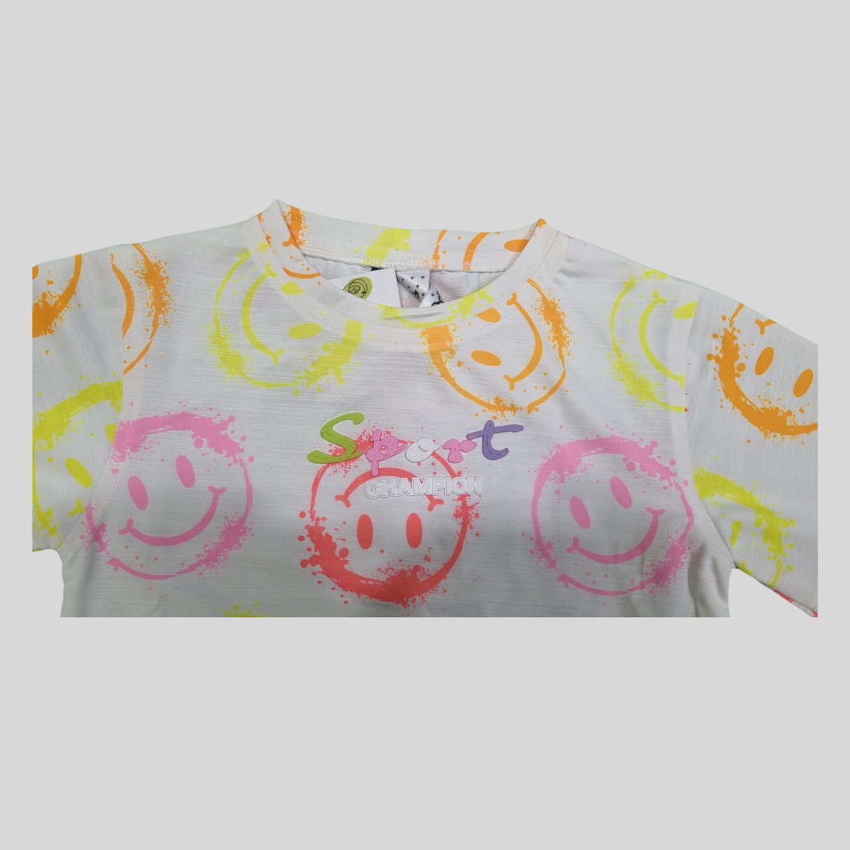 Girls' Color Splash Smiley T-Shirt – Fun & Vibrant Summer Tops