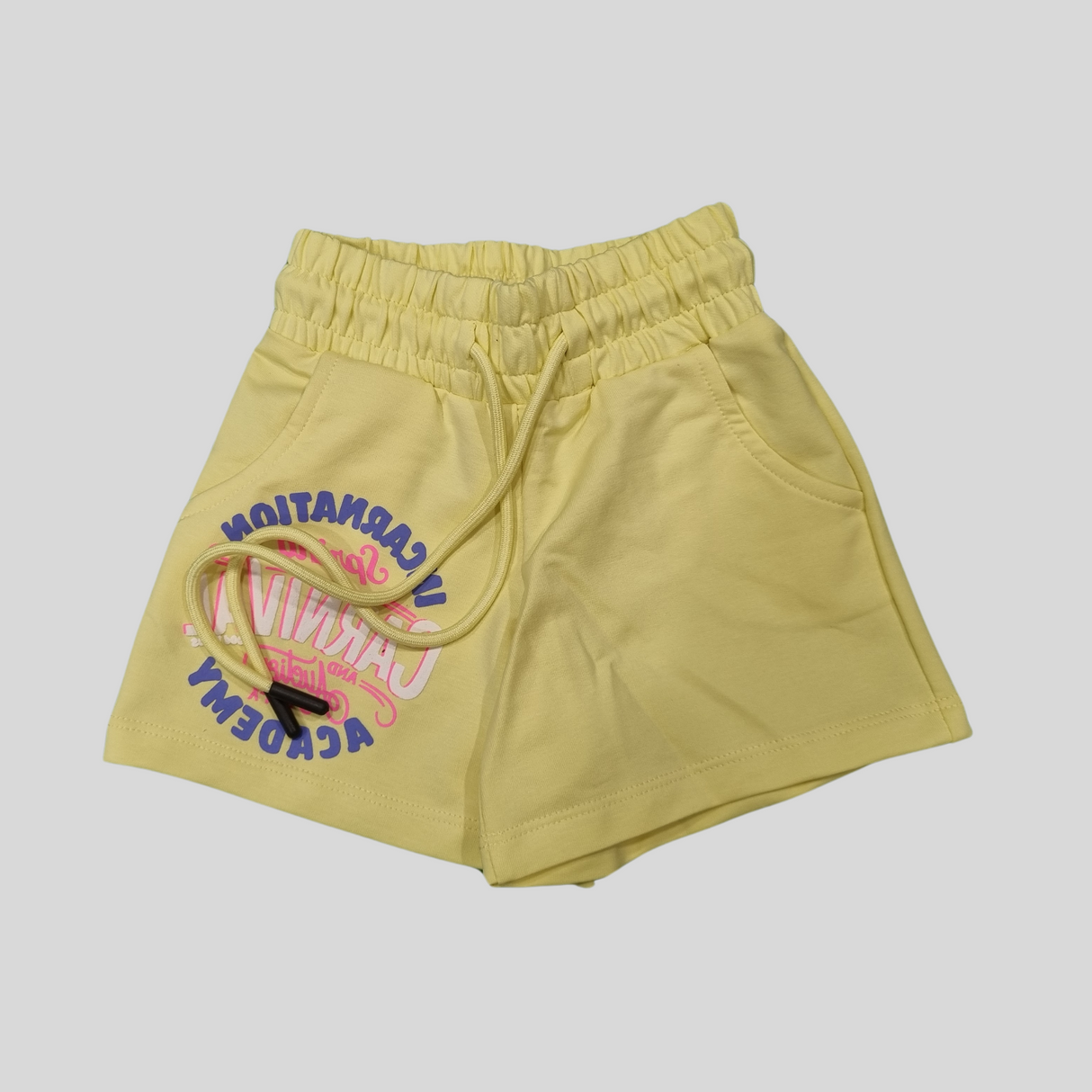 Girls’ Summer Carnival Graphic Co-Ordinate Set– T-Shirt & Shorts (Yellow)