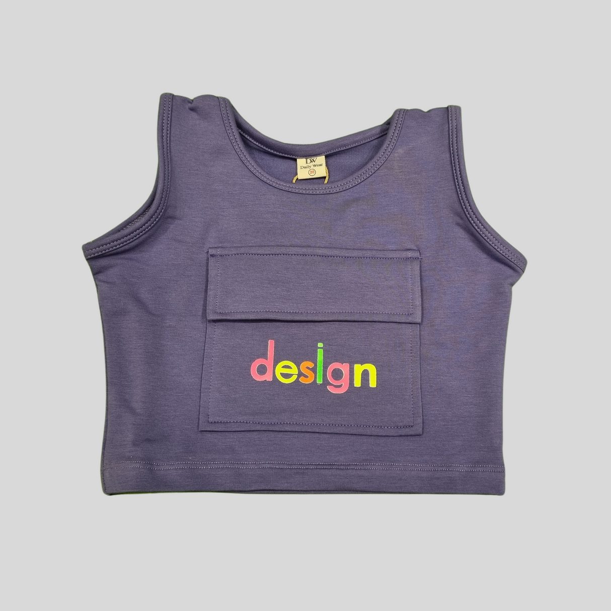 Girls' "Design" 3-Piece Tank & Shorts Set with Pouch – Purple & Navy Blue