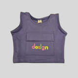 Girls' "Design" 3-Piece Tank & Shorts Set with Pouch – Purple & Navy Blue