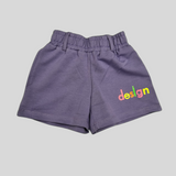 Girls' "Design" 3-Piece Tank & Shorts Set with Pouch – Purple & Navy Blue
