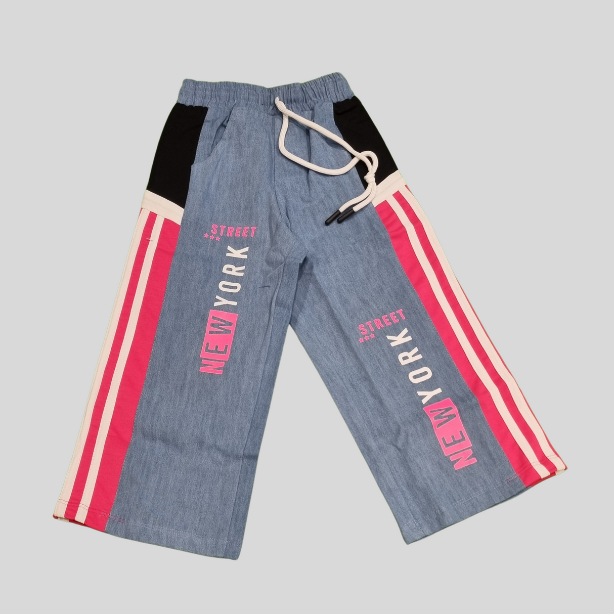 Girls’ "New York Street" Colorblock Casual Set – Pink & Blue