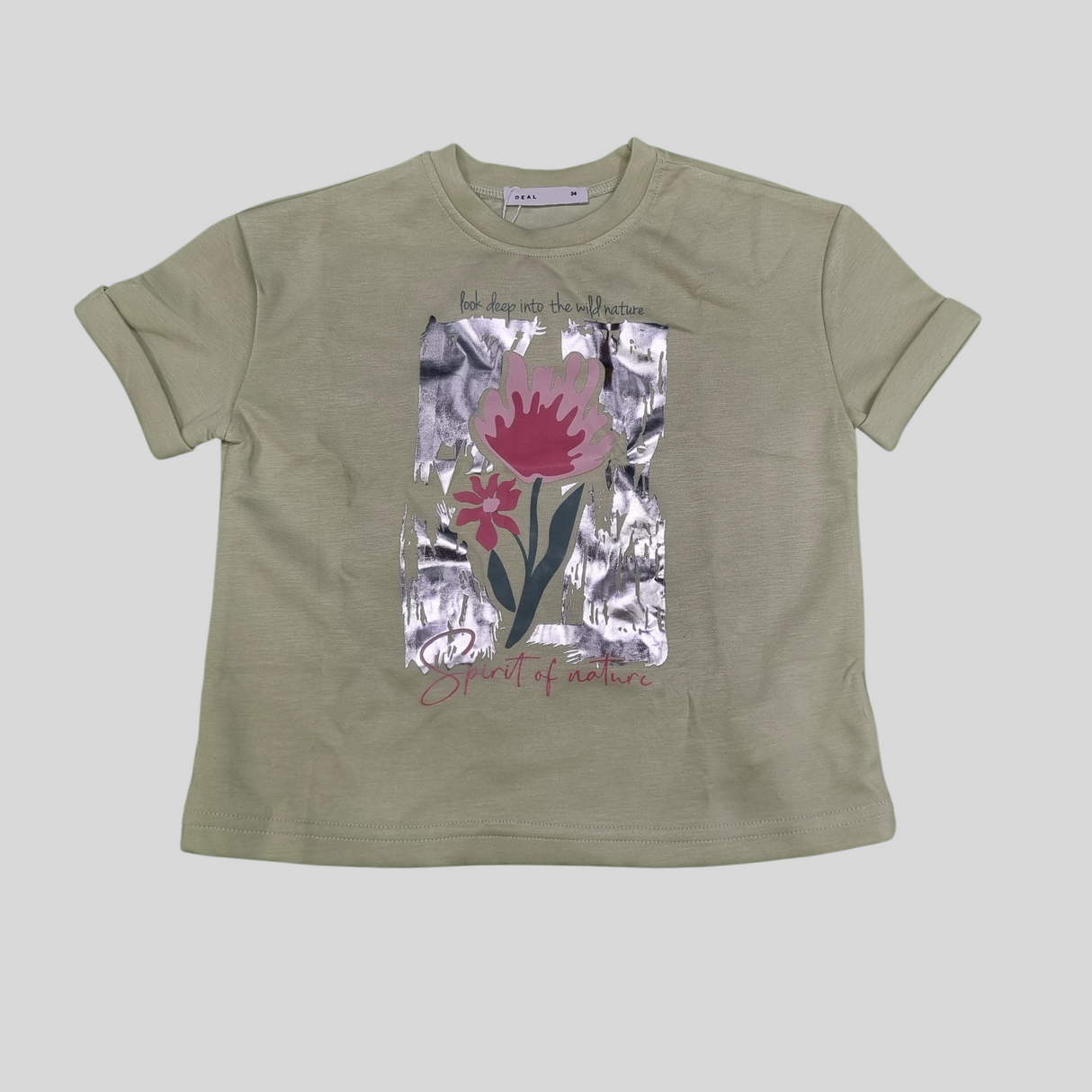 Girls' Floral Graphic T-Shirt – "Spirit of Nature" Design (2 Color Options)