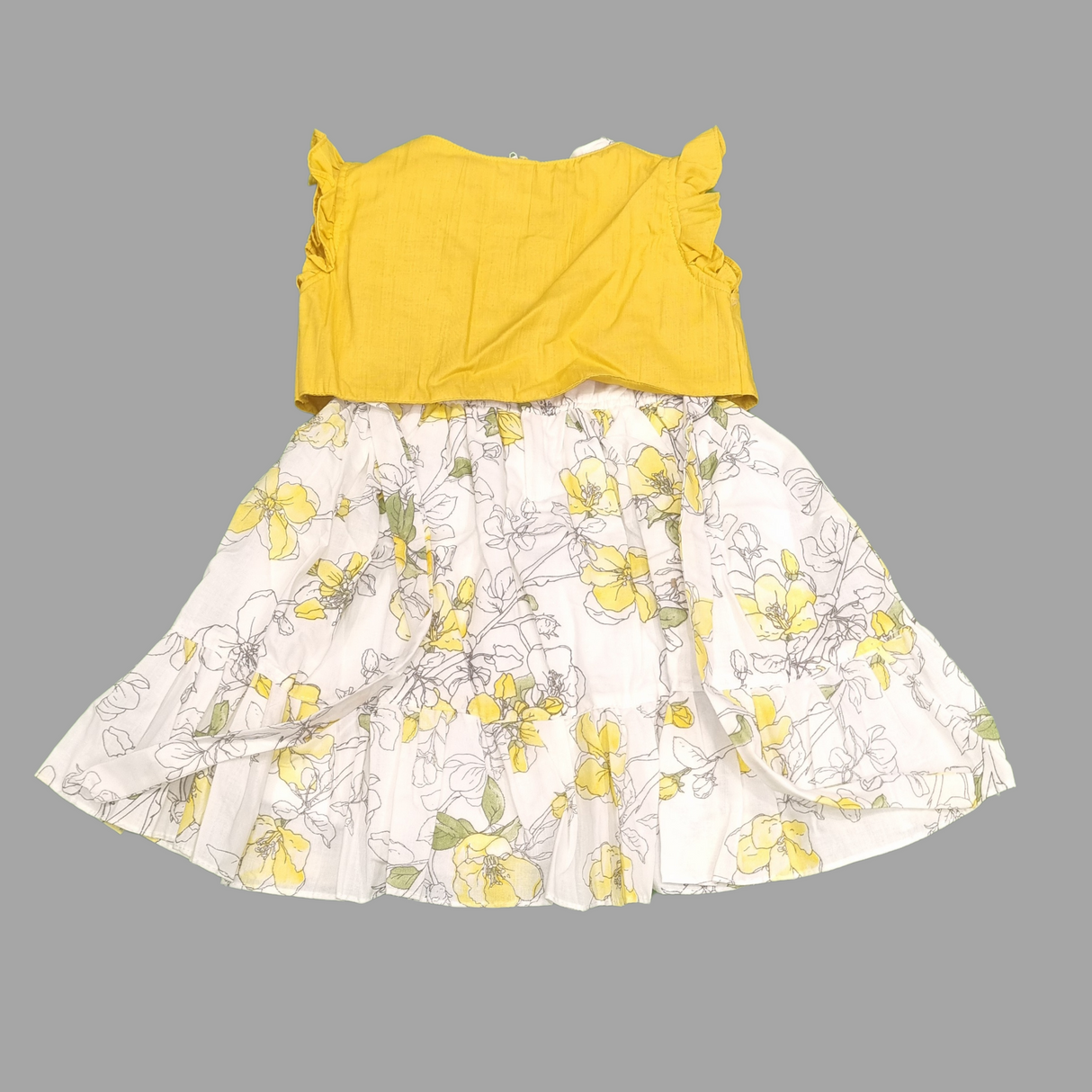 Girls' Floral Frock with Stylish Shrug –  Pink & Yellow