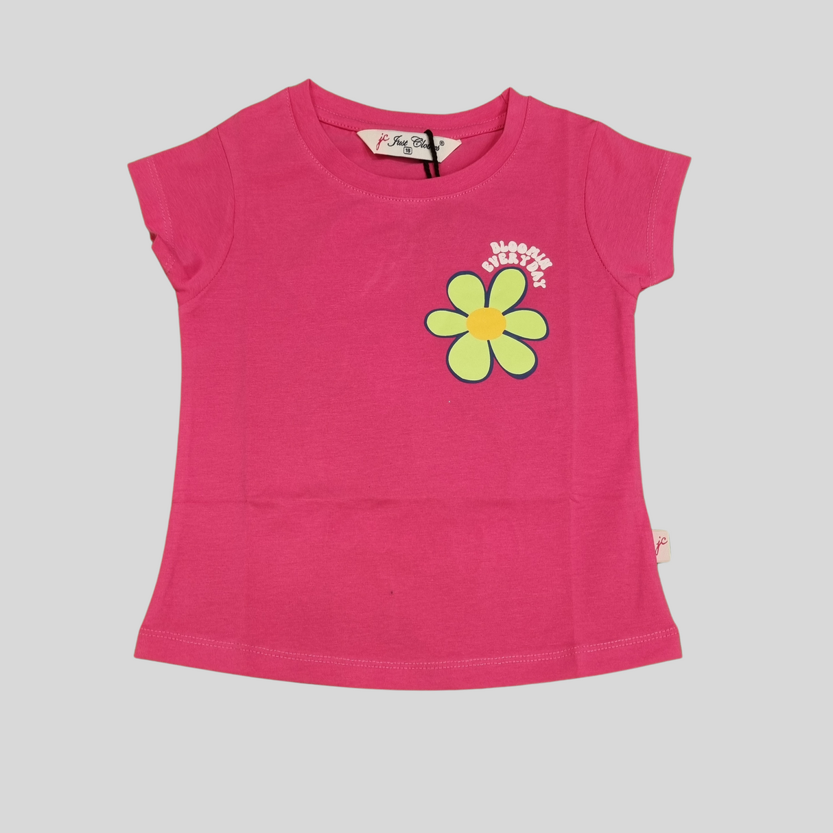 Girls' "Blooming Everyday" Flower Graphic T-Shirt – Hot Pink