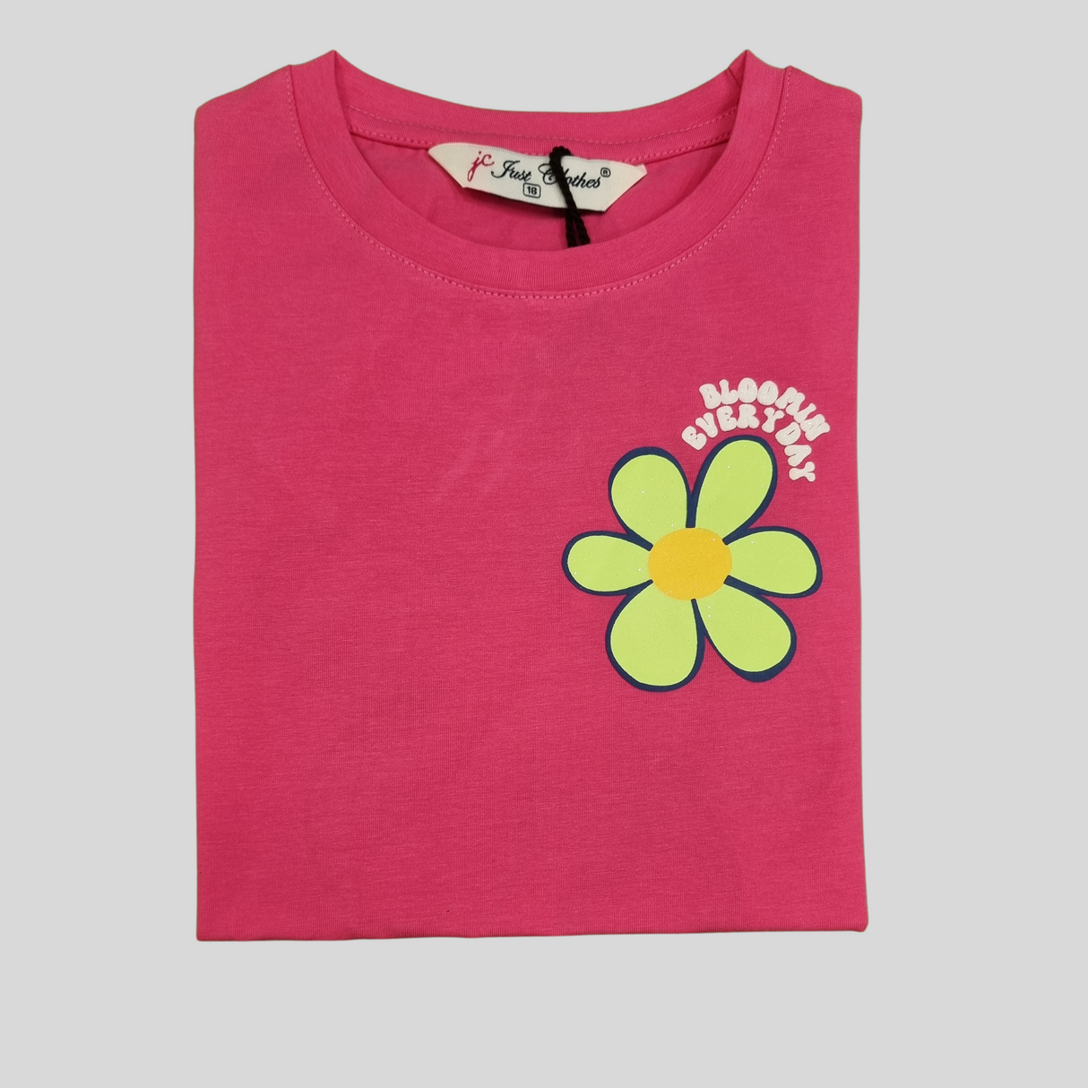 Girls' "Blooming Everyday" Flower Graphic T-Shirt – Hot Pink