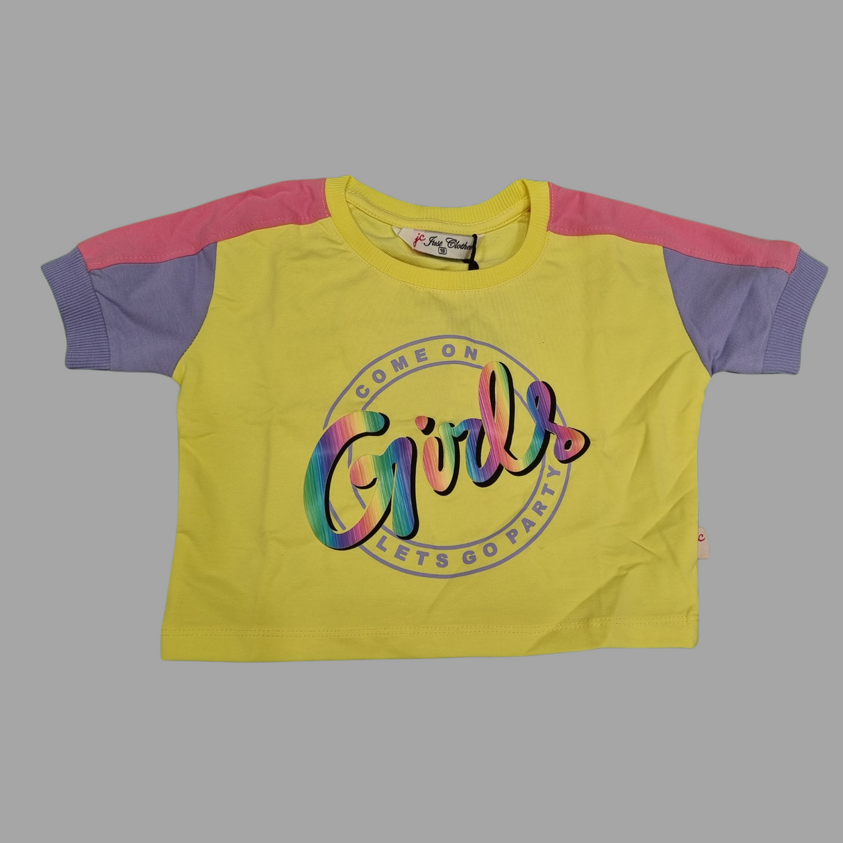 Girls' "Come On Girls, Let's Go Party" Summer Co-ordinate Set – Yellow & Blue