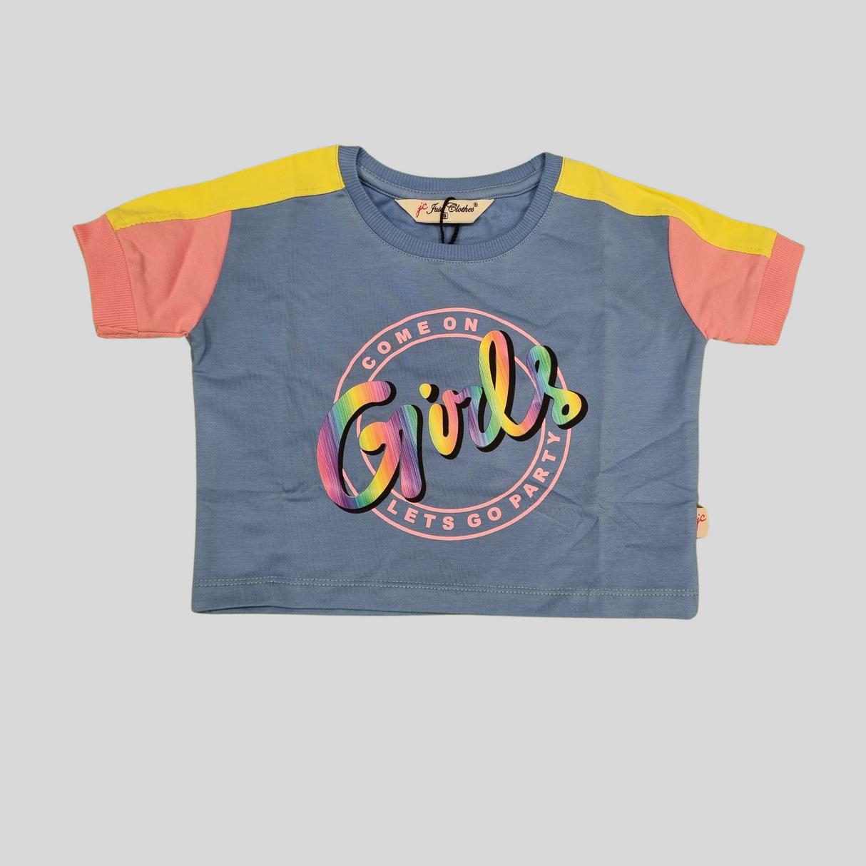 Girls' "Come On Girls, Let's Go Party" Summer Co-ordinate Set – Yellow & Blue