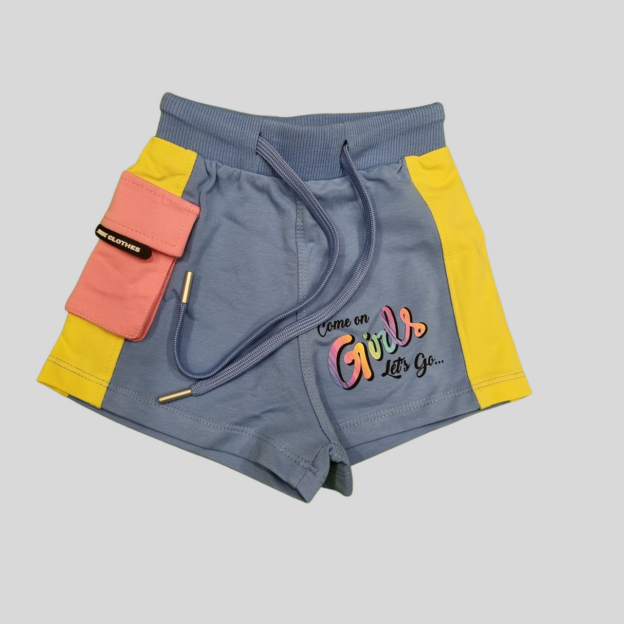 Girls' "Come On Girls, Let's Go Party" Summer Co-ordinate Set – Yellow & Blue