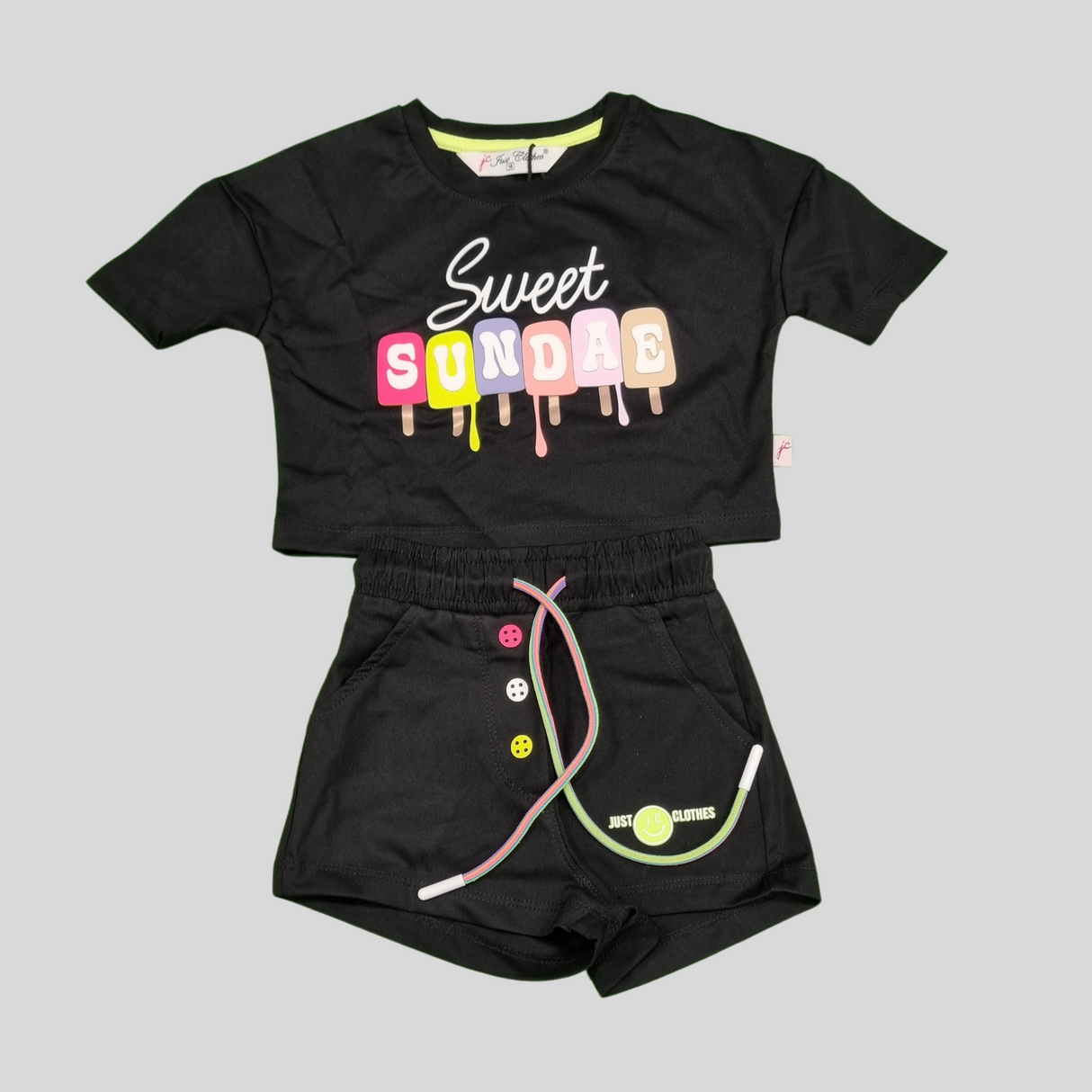 Sweet Sundae Girls' Summer Co-ordinate Set – Available in Black & Navy Blue