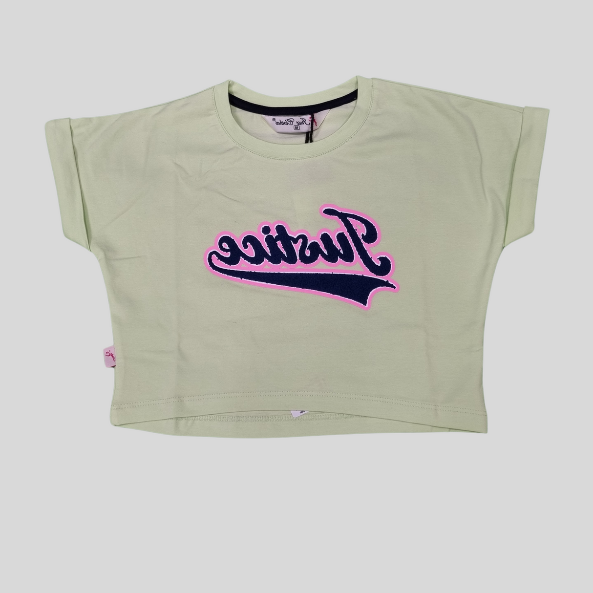 Girls’ Justice Themed Summer Co-ordinate Set – T-Shirt & Shorts (Green & Purple)