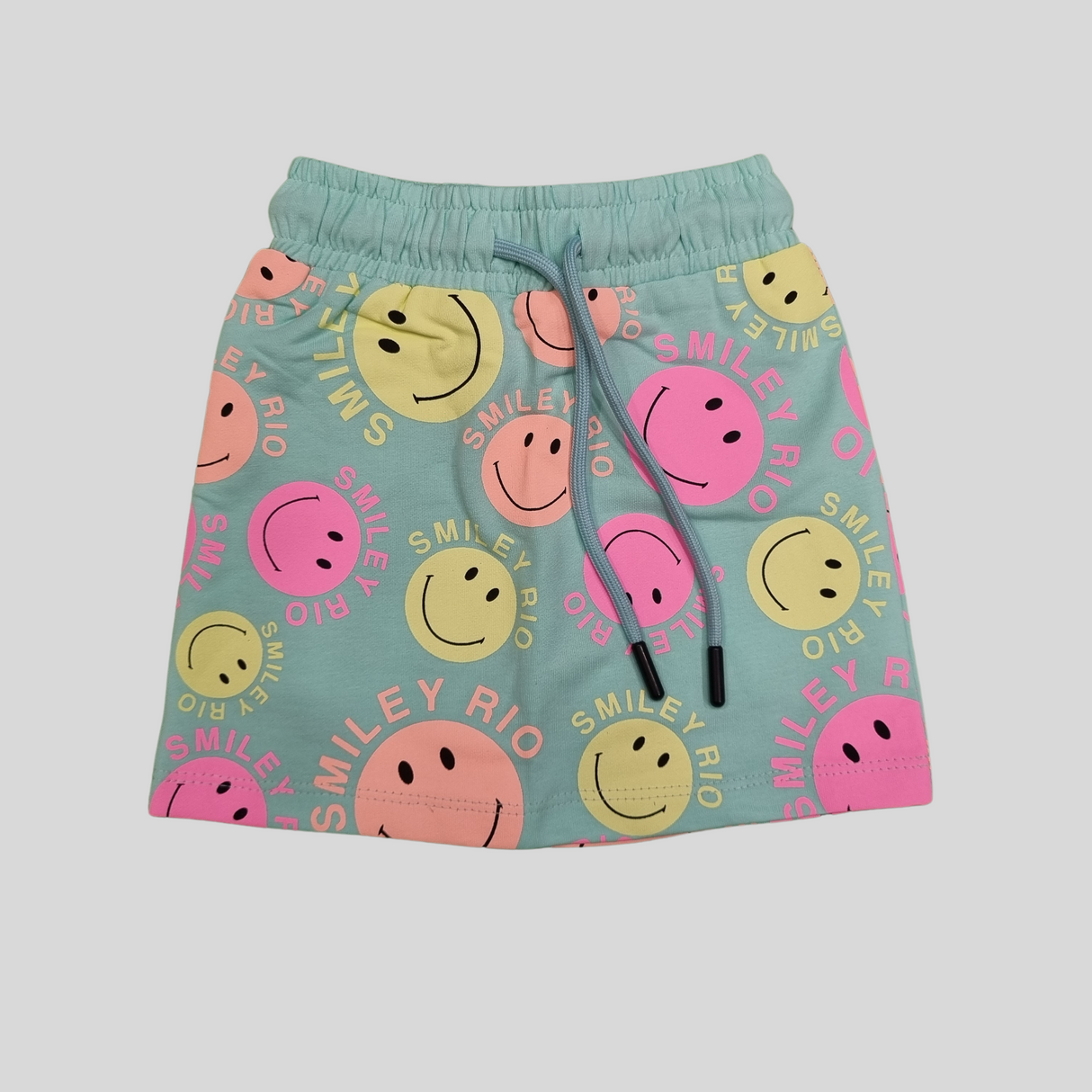 Smiley Rio Girls Summer Co-Ordinate Set – Fun Emoji Print Top & Shorts Combo