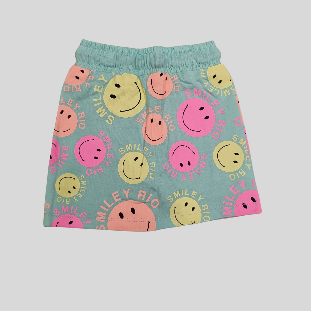Smiley Rio Girls Summer Co-Ordinate Set – Fun Emoji Print Top & Shorts Combo