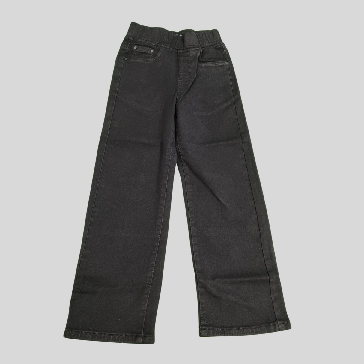 Girls’ Wide-Leg Stretch Jeans – 2 Colors (Black & Navy Blue)