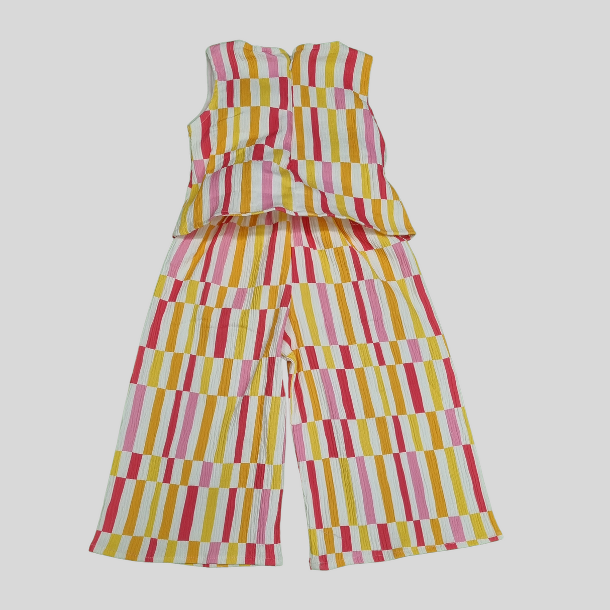Girls’ Sleeveless Top and Wide-Leg Pant Set – Multicolor Stripes (2 Variants)