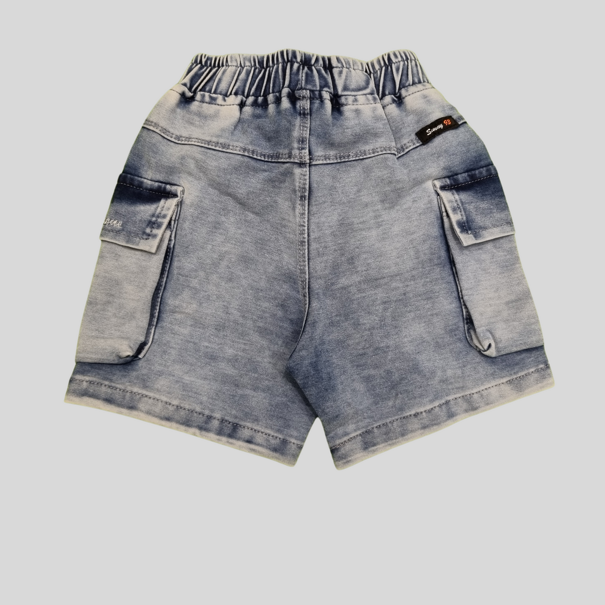 Boys’ Washed Denim-Style Cargo Shorts – Casual Comfort Wear