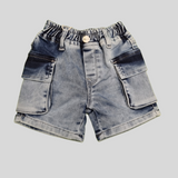 Boys’ Washed Denim Cargo Shorts – Casual Summer Style