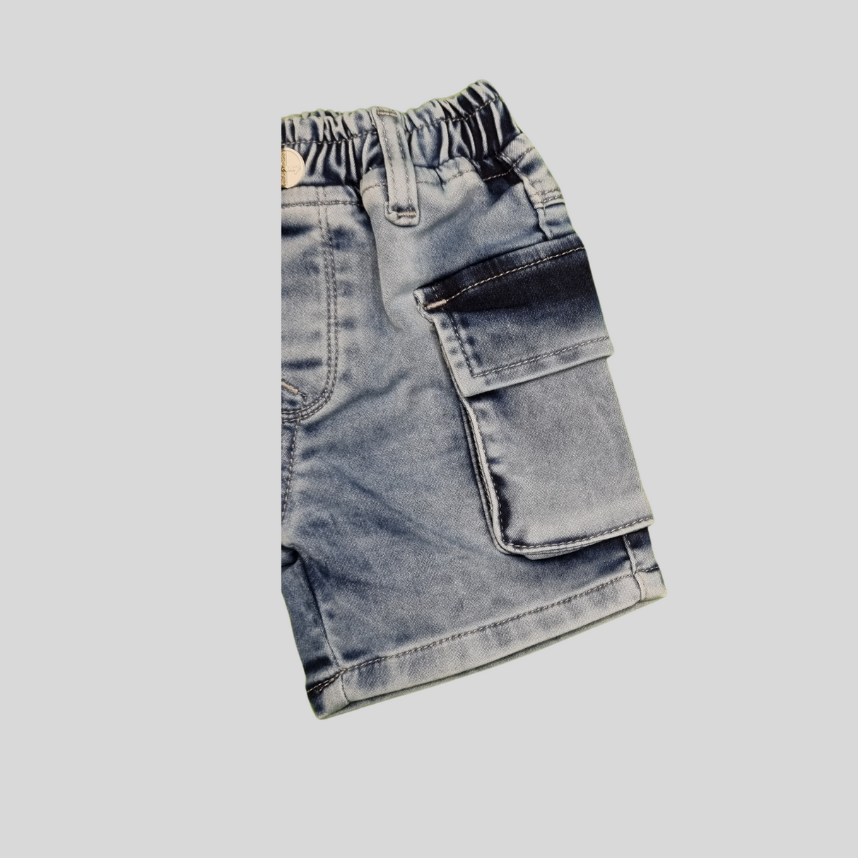 Boys’ Washed Denim Cargo Shorts – Casual Summer Style