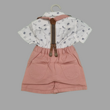 Boys’ Smart Casual Suspender Outfit – Printed Shirt, Bow Tie & Shorts Set